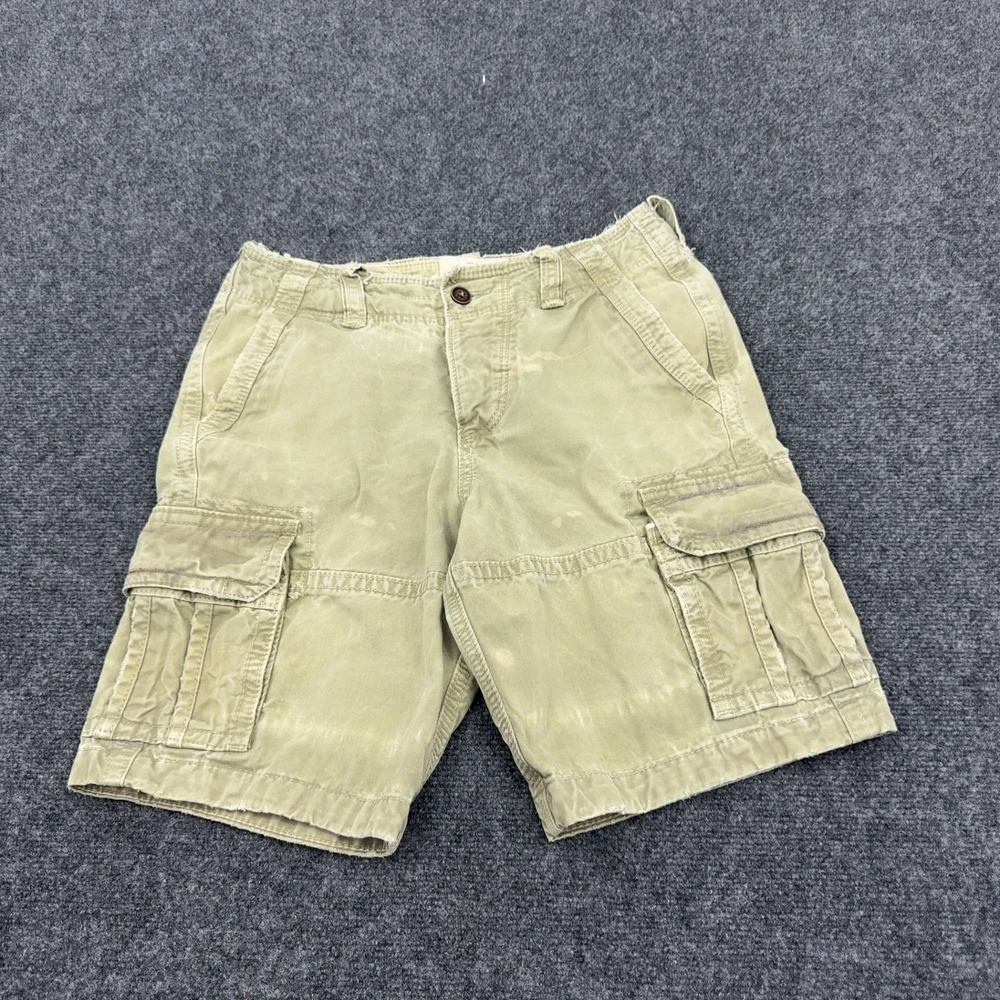 Abercrombie & Fitch Cargo Shorts Mens 28 Green Cotton Frayed Utility Gorpcore